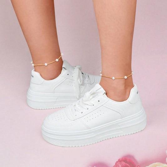 Set of 2 Pearl-Adorned Chain Anklets - Stylish Footwear Accessories Feet Jewelry-0