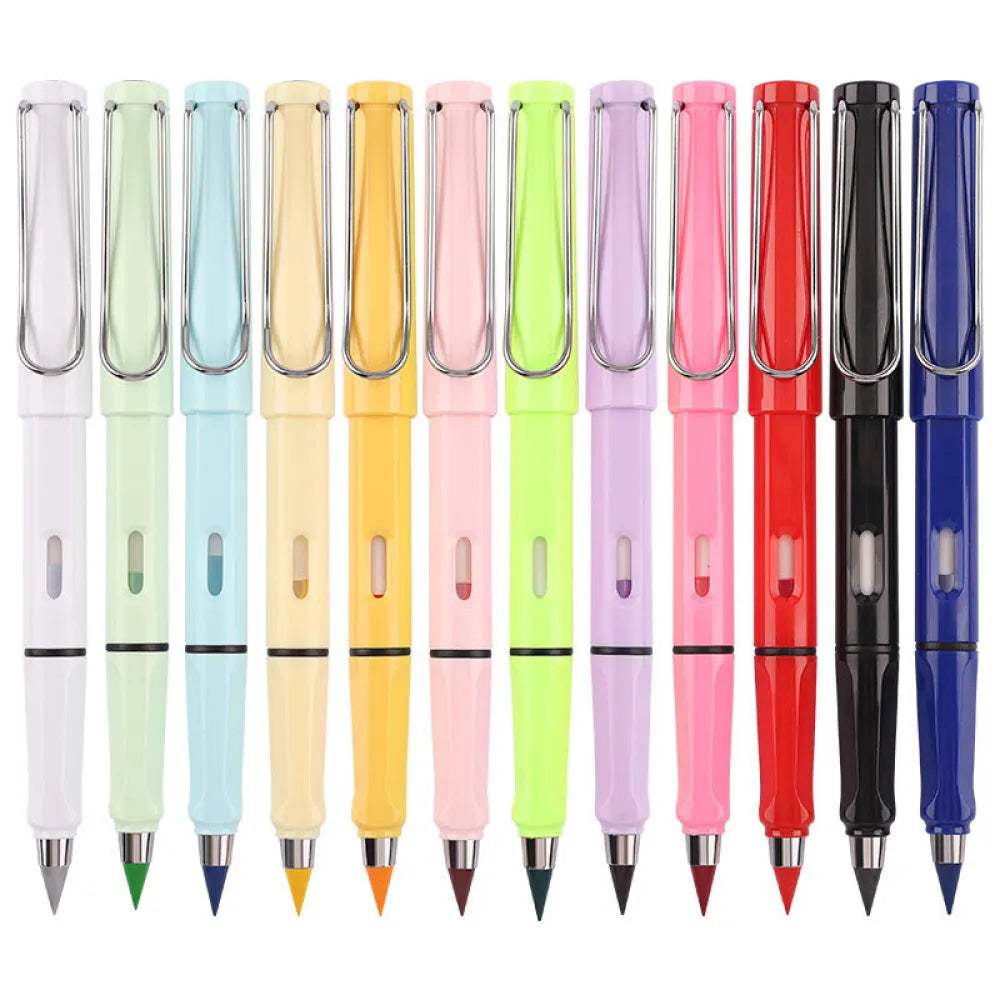 Vibe Geeks Pack of 12 Eternal Pencils Everlasting Inkless Colored Drawing Pens-0