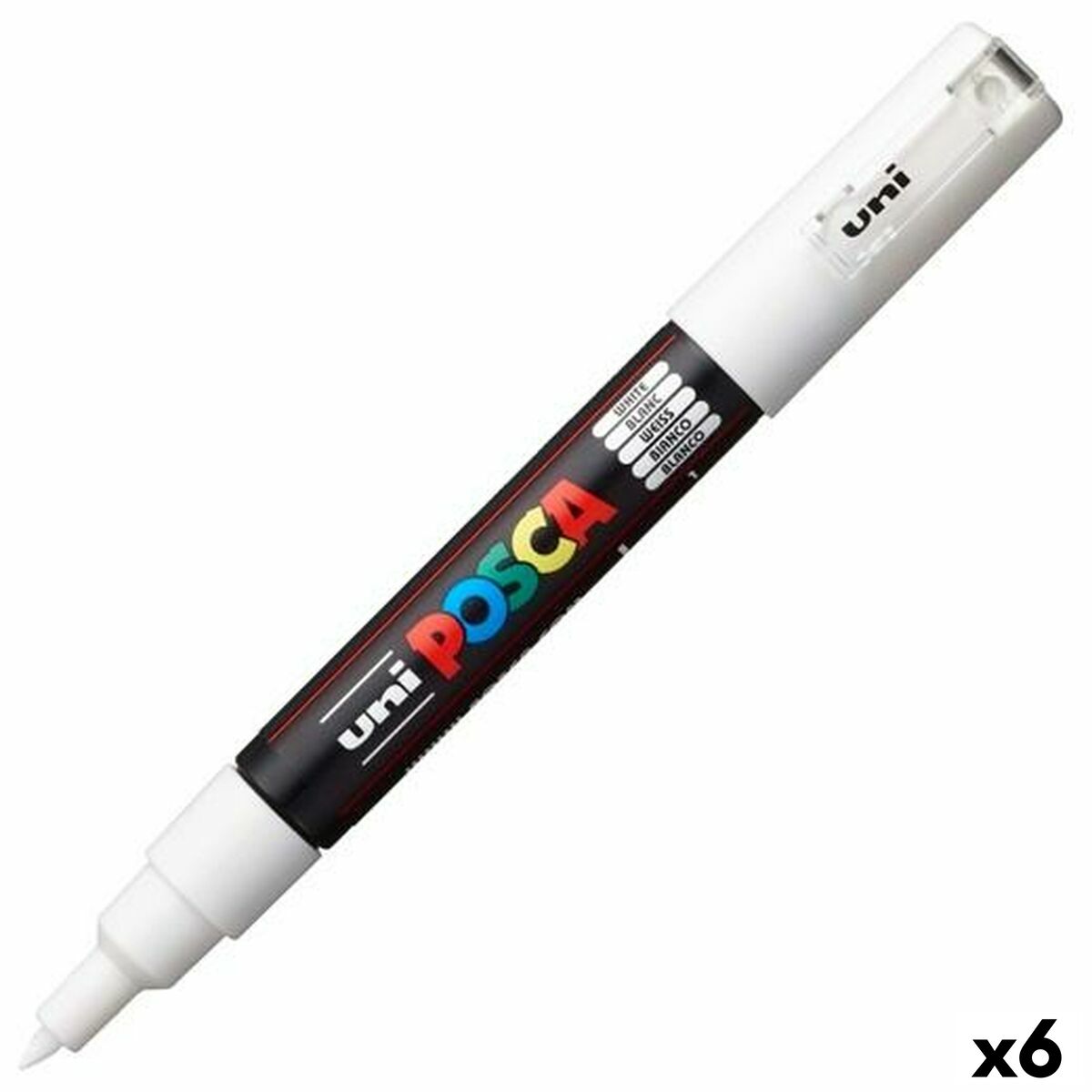 Felt-tip pens POSCA PC-1M White Black (6 Units)-0