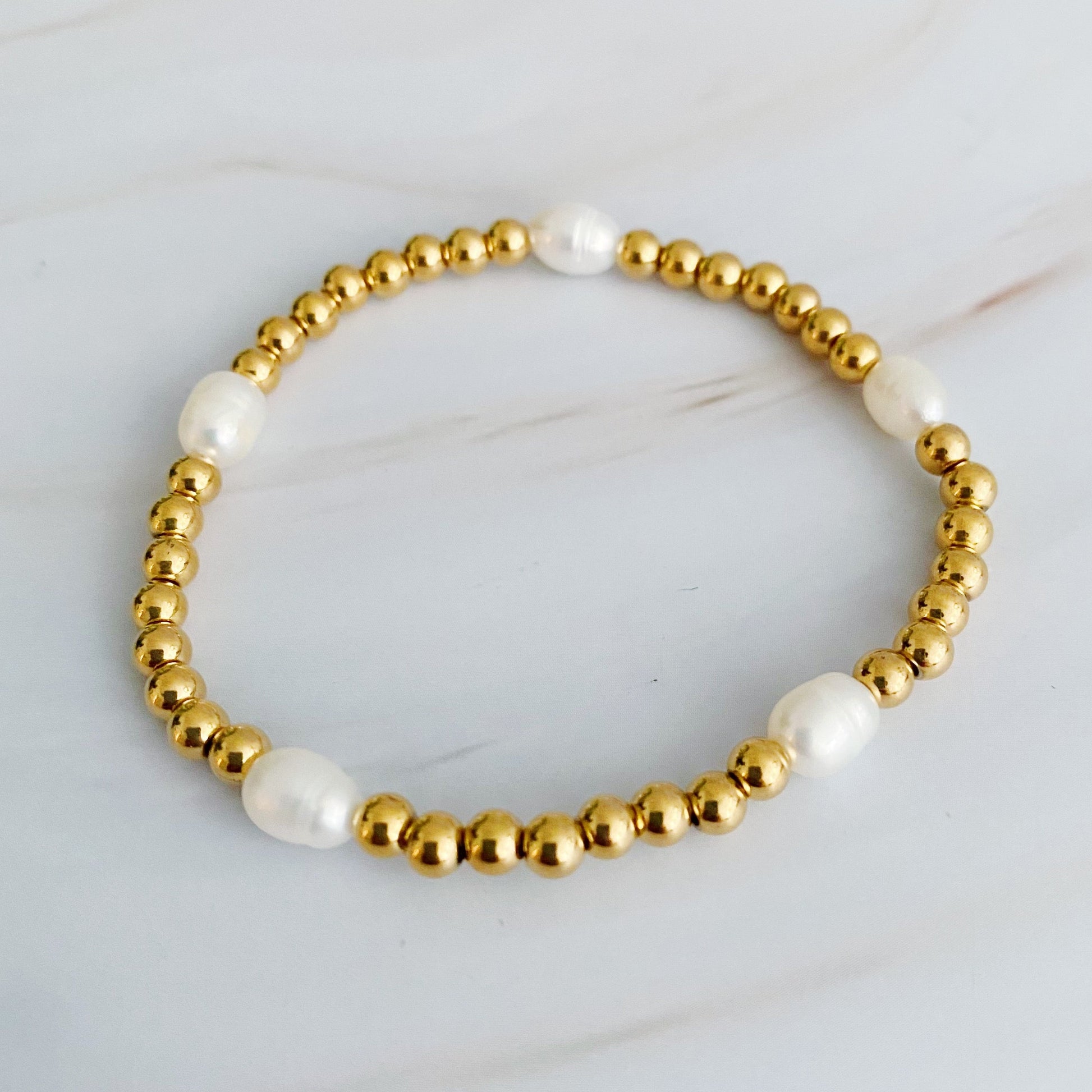 Freshwater Pearls Golden Bauble Bracelets-1