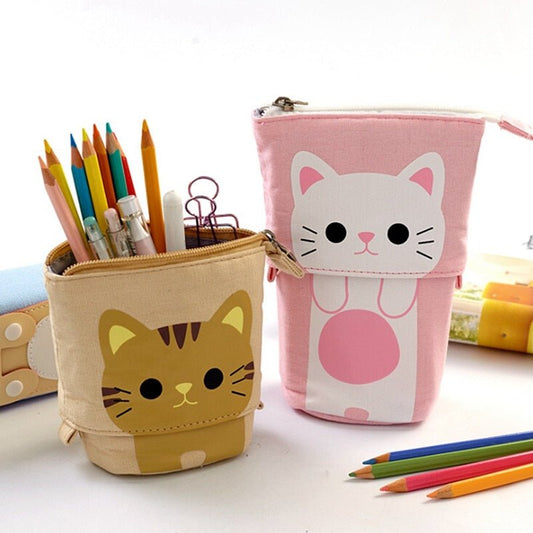 Cartoon Pencil Case Box Cute Telescopic Pencil Bag Stationery Box Portable Cosmetic Brush Bag Travel Container Organizers-0