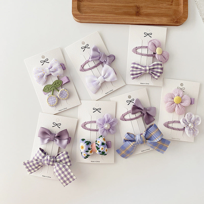 Dreamy Purple Collection: Sweet Bow Hair Clip, New Style Hair Accessory For Girls, Versatile Youthful Bangs Clip Set-0